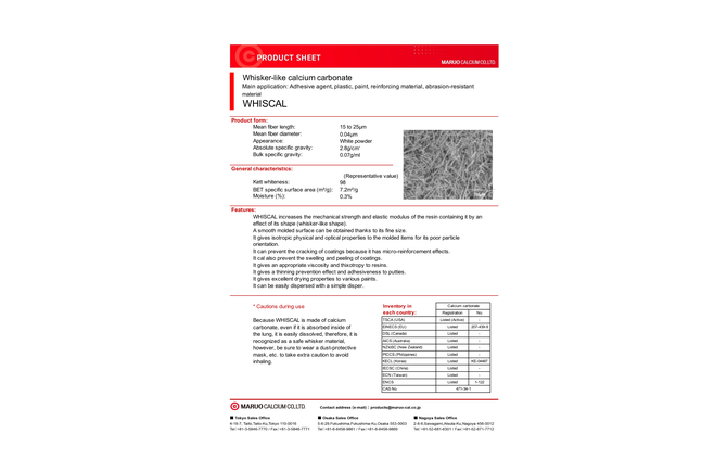 WHISCAL PRODUCT SHEET